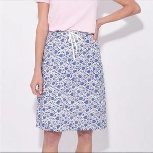 Alex Mill Blue Ikat Heart Print Fall Slip Skirt A-Line Tie Waist